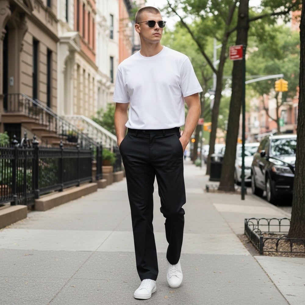 TAYLRD Mens Performance Chino Pants Black Straight Leg Stretch 31x32 Techwear